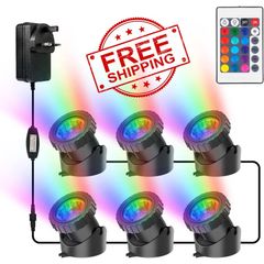 NEW SALE | Pond Lights Mains Powered, RGB Underwater Spotights, Aquarium Lights with Remote Control, IP68 Waterproof, Multicoloured, Submersible, for Aquarium, Garden, Yard, Pool, Fountain, Pond