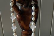 Noriko cultured pearl necklace with sterling silver and pink crystal beads new