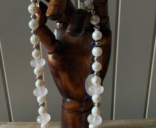 Noriko cultured pearl necklace with sterling silver and pink crystal beads new