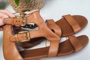 MICHAEL KORS tan gladiator sandals with gold zip Sz 7 UK