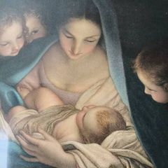 Antique Print , Religous print,  Carlo Maratta, Holy Night, Renaissance Print, Carlo Maratti
