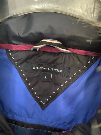 Tommy Hilfiger navy puffer jacket with fur lined hood