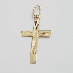 585 14ct gold engraved cross pendant