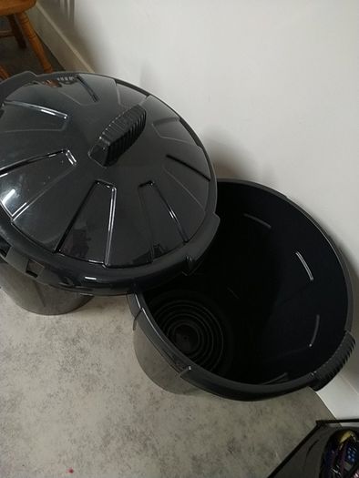 Pair of 80L Heavy Duty Black Plastic Bins with Lids