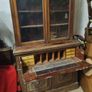 Antique Carved Mahogany Secretaire Bookcase Victorian Style Display Cabinet Image 4