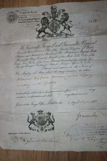 Victorian  Passport 1870