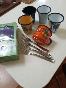 Outdoor, Camping, Campervan Cups, Mugs etc, - Several other enamel pieces available- ideal for camping, campervan holidays- A  Vintage Mid Century , Retro Enamel Metal Polish Brown Coffee Pot - Made in Poland - I liter capacity