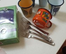 Outdoor, Camping, Campervan Cups, Mugs etc, - Several other enamel pieces available- ideal for camping, campervan holidays- A  Vintage Mid Century , Retro Enamel Metal Polish Brown Coffee Pot - Made in Poland - I liter capacity