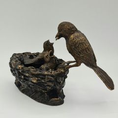 Bird Feeding Babies - Bronze