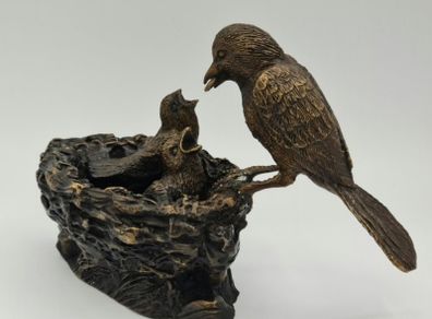 Bird Feeding Babies - Bronze