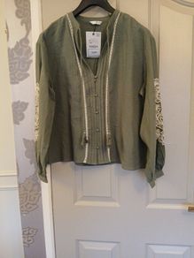 top zara khaki oversized long sleeve suit up to size 14