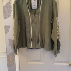 top zara khaki oversized long sleeve suit up to size 14