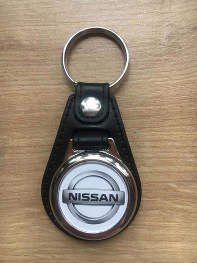 Synthetic leather Nissan key ring with shopping trolley token/coin