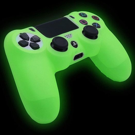 Green Anti-Slip Glow in The Dark Protective Silicone Cover Skin Grips Compatible with PS4/Slim/Pro 4 Controller,8 PCS Thumb Grips Caps and 2 Grips Caps Glow in The Dark.