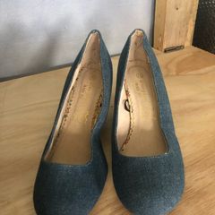 denim wedge shoe