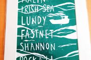 Lino-cut print 'Irish Sea Areas'