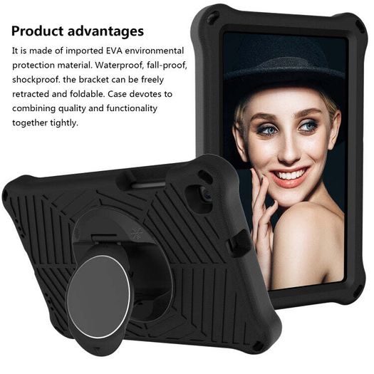 For Samsung Galaxy Tab A7 Lite Spider King EVA Protective Case with Adjustable Shoulder Strap & Holder Black