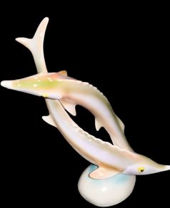 Elegant, rare great sturgeon pair fine porcelain