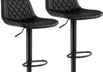 _Set of 2 Bar Chairs, High Stools, Kitchen Seat, Adjustable Height, with Backrest
