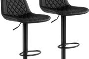 _Set of 2 Bar Chairs, High Stools, Kitchen Seat, Adjustable Height, with Backrest