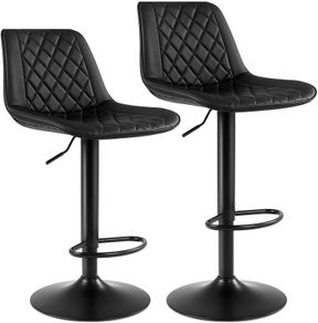 _Set of 2 Bar Chairs, High Stools, Kitchen Seat, Adjustable Height, with Backrest