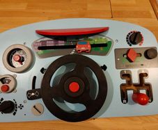 Wooden Steering Wheel Activity Board / Kids Dashboard Toy