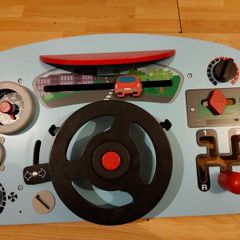 Wooden Steering Wheel Activity Board / Kids Dashboard Toy