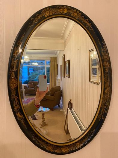 Antique Oval Chinoserie Wall Mirror