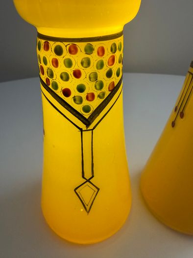 Exceptional Pair of Art Deco Czech Tango Glass Vases. c.1928 to1933