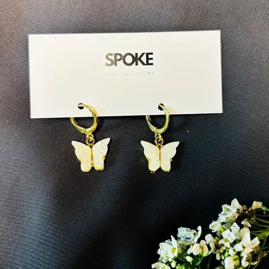 Butterfly Hoop Earrings Delicate Mother-of-Pearl Dangles