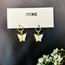 Butterfly Hoop Earrings Delicate Mother-of-Pearl Dangles Image 6