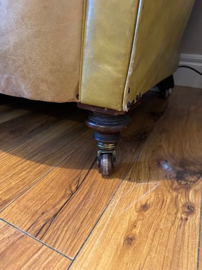 Antique Leather Chesterfield Sofa Couch - Needs Repair