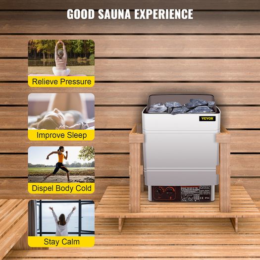 9 KW Electric Sauna Heater Stove Internal Controller Overheating Protection Spa Sauna Room Steam Generator