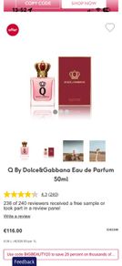 D&G Q 50ml parfum for her