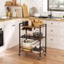 Drinks Trolley on Wheels, Bar Cart Trolley, 3-Tier Kitchen Serving Trolley with Glass Holder and Wine Rack, Freely Rotating and Lockable Wheels, for Dining Room, Rustic Brown (FREE POSTAGE) Image 2