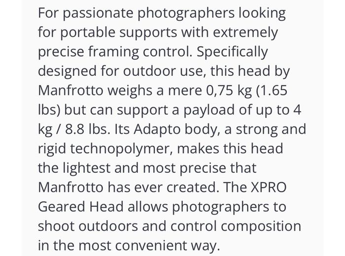Tripod Head Manfrotto Xpro