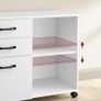 Industrial Rolling File Cabinet with 3 Drawers and Wheels, Open Compartments for A4 Documents, Letter Size, Printer Stand Image 4