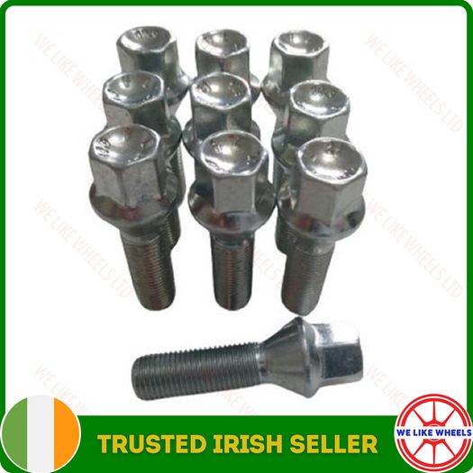 10 x New Extended Bolts (40mm) Fit Audi, VW, Seat, Skoda, Mercedes aftermarket wheels (E10) Delivery