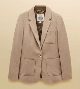 Joules tan/brown Herringbone Jersey Tweed Blazer size UK 18