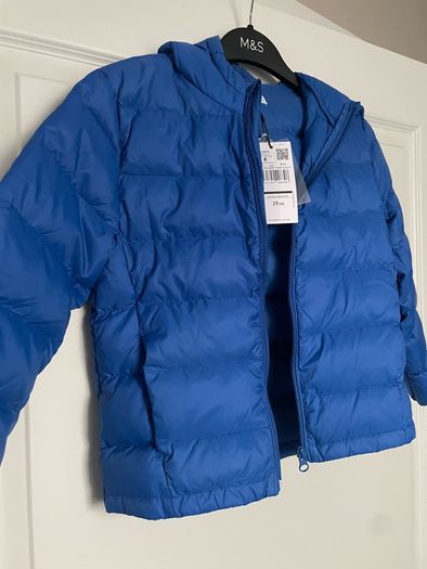 Winter jacket boys down feather water repellent blue Mango 7-8y New