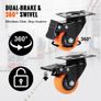 Caster Wheels, 5.1 cm Swivel Plate Casters, Set of 4, with Security Dual Locking No Noise PVC Wheels, Heavy Duty 68 kg Load Capacity Per Caster Image 5