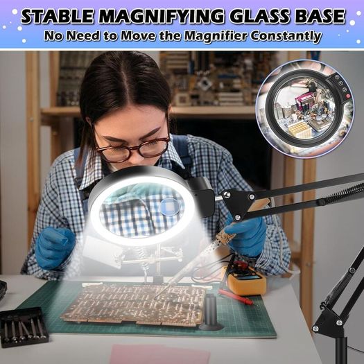Magnifying Glass 10X Desk Lamp with Light