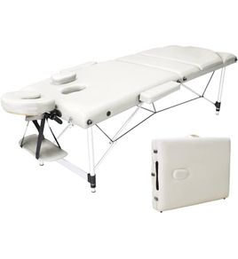 Portable Massage Bed Table - 3-Section Aluminum Foldable Beauty Couch for Reiki Therapy Treatment Salon Healing - Metal Headrest Support/with Carry Bag AVAILABLE IN WHITE AND BLACK (FREE SHIPPING)