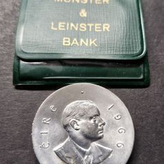 Silver Padraig Pearse 10 Shilling 1966 UNC coin in Munster and Leinster holder
