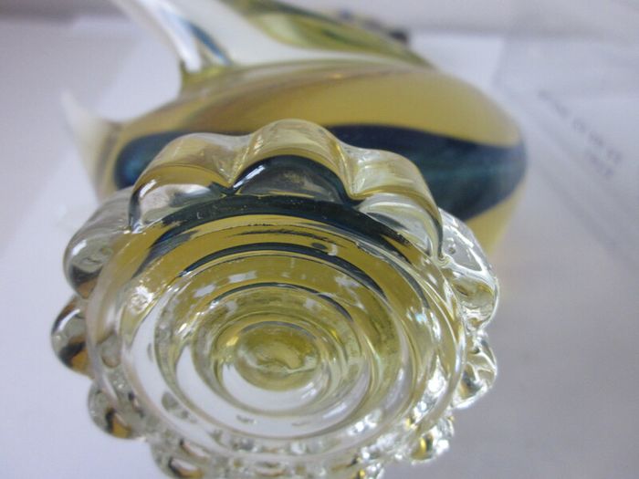 Murano / Venetian Blue & Amber  Sommerso Glass Swan / Duck Figurine