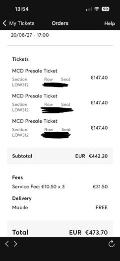 x3 Seated Harry Styles Tickets