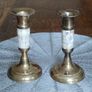Vintage Mother Of Pearl Salt & Pepper Shakers On Brass Tray With Mop Candle Holders Image 6