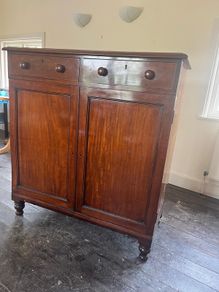 19th Century Mahogany Linen Cupboard / Antique Cabinet