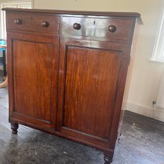 19th Century Mahogany Linen Cupboard / Antique Cabinet