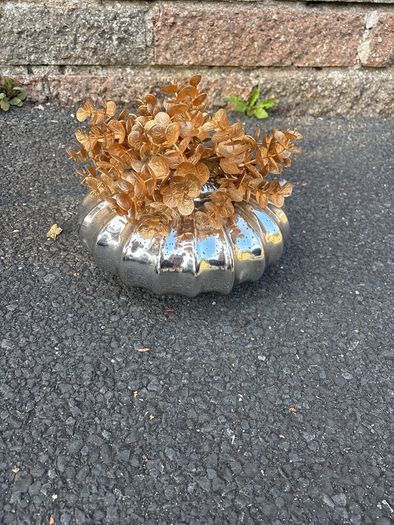 Silver Vase & Faux flowers